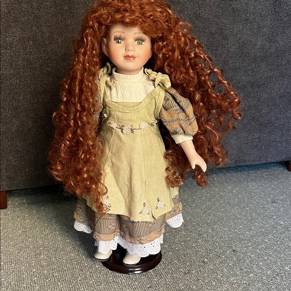 Charming Red-Haired Porcelain Doll
